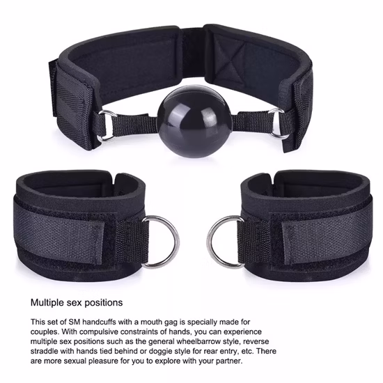 Arnês para adultos Sexo Bondage Manilha Tuning Lições Produtos Escravos Silicone Buraco Boca Bola Mordaça
